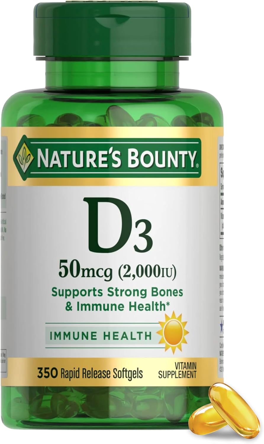 Natures Bounty Vitamina D3 2000 Ui 50mcg 350 Softgels Eua