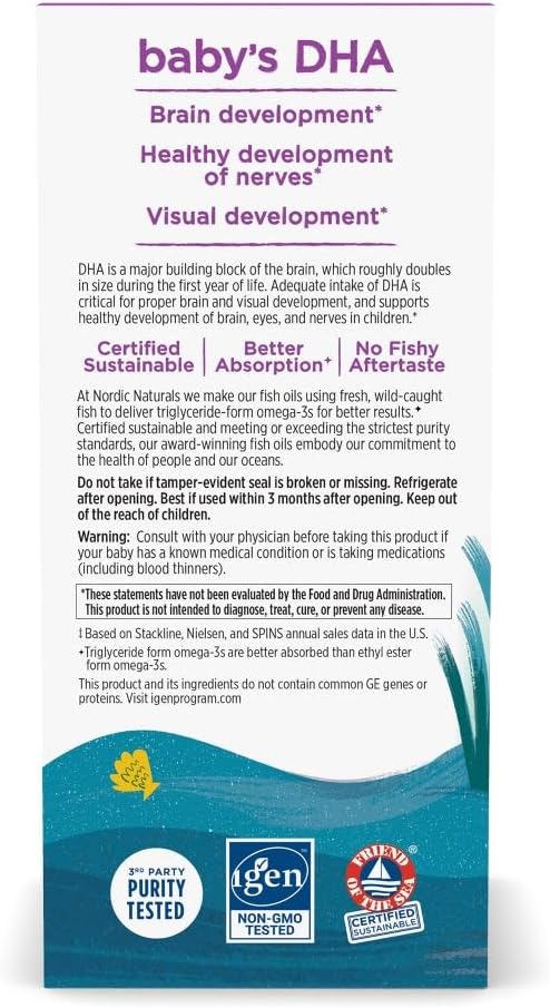Nordic Naturals Babys Dha 1050mg Omega 3, Com Vit D, 119ml