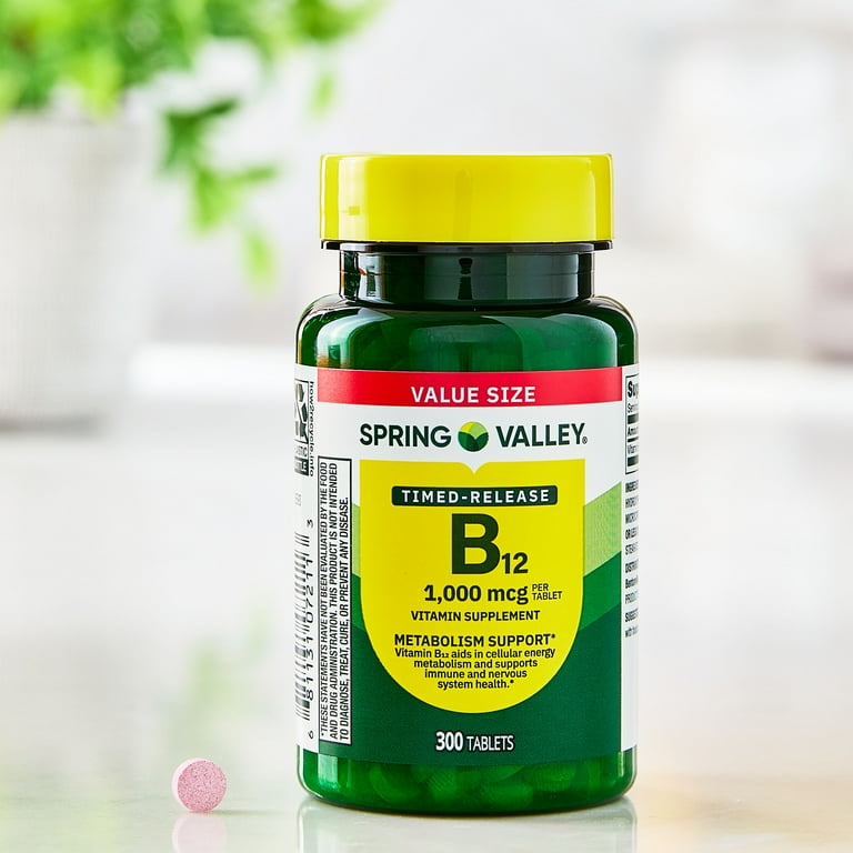 Vitamina B12 - 1.000mcg Spring Valley 300 Tabletes Sabor Sem Sabor
