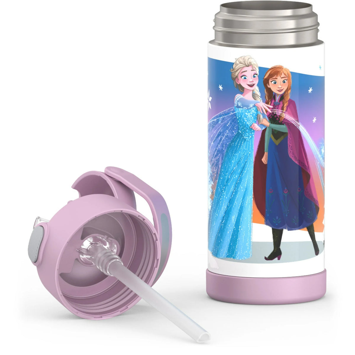 Garrafa Termica Thermos Aço Inoxidável Frozen Lilas  410ml
