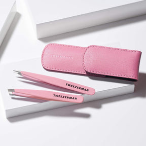 Conjunto De 2 Pinças Tweezerman Rosa Com Case