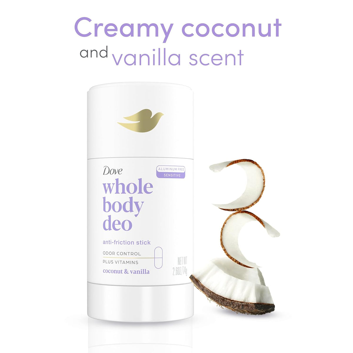 Loção Dove Whole Body Anti-atrito - Coco E Baunilha 74g