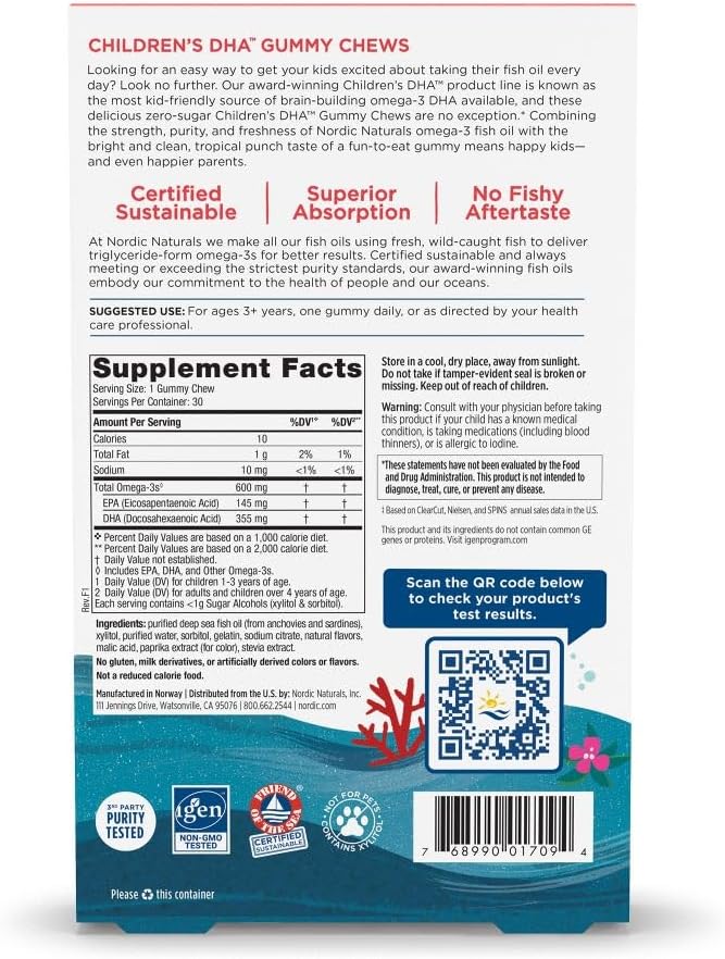 Suplemento De Dha Para Crianças Nordic Naturals Com 30 Mast E Sabor Insípido