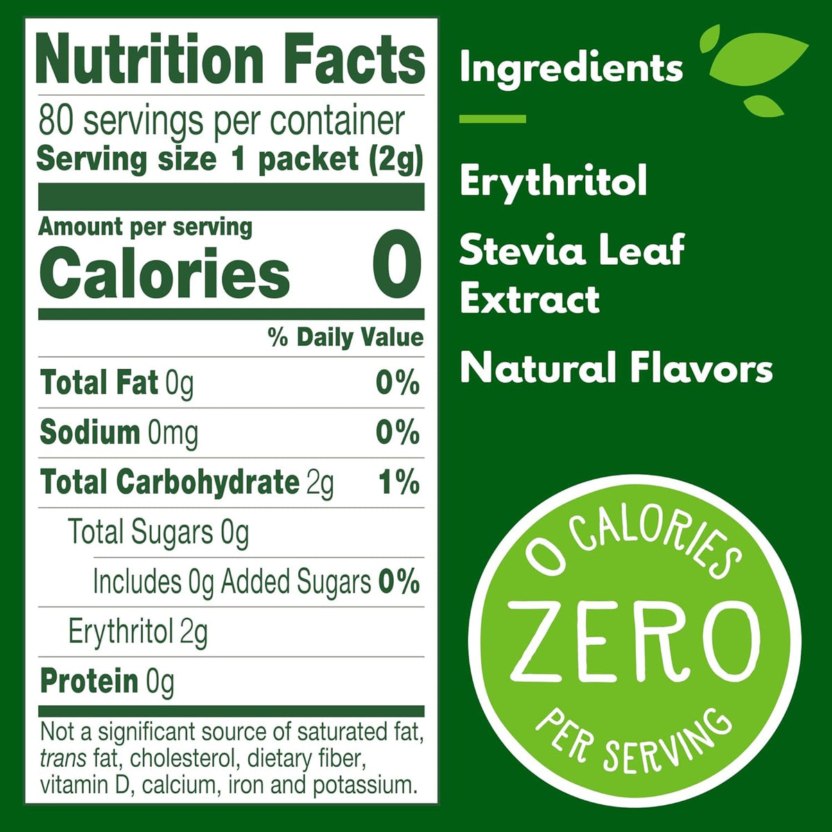 Truvía Adoçante Natural Stevia - 80 Sachês - Total 160 Gr