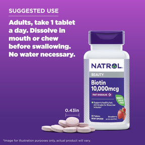 Biotina 10000mcg 60tabs Natrol Importado Original E U A